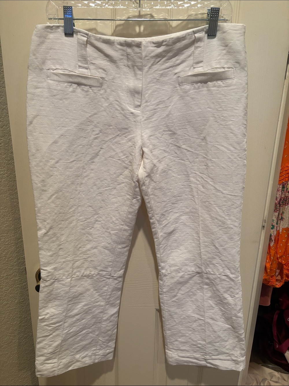 Tory Burch White Cropped Linen Blend Trousers